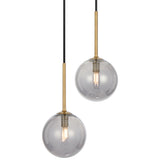Telbix Gaston Antique Gold 2 Light Pendant Light | Smoke
