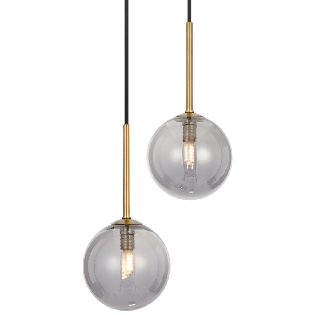Telbix Gaston Antique Gold 2 Light Pendant Light | Smoke