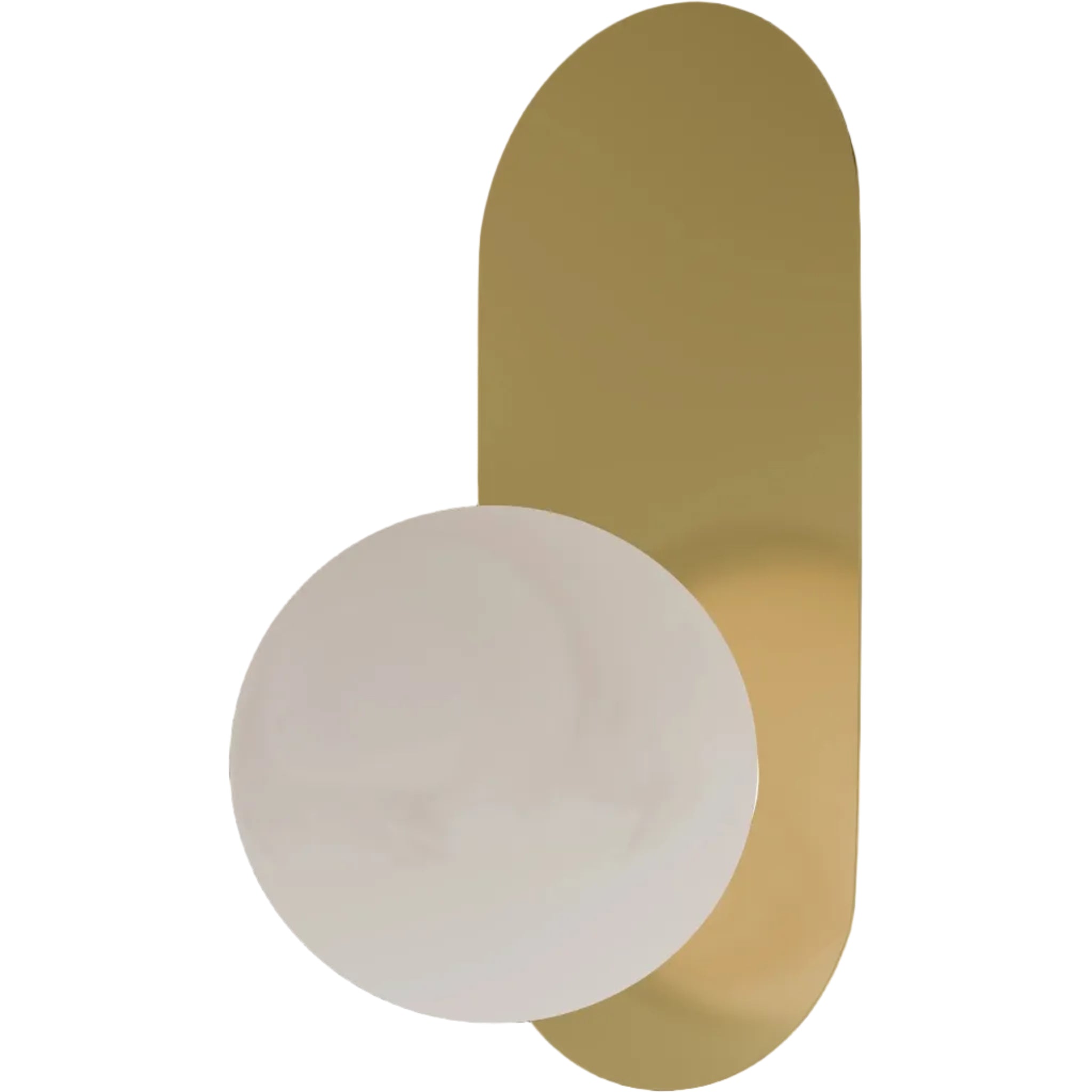 Calibo Crest Alabaster Glass 140mm Orb Wall Light Oval Plate 320mm | Brass - Dubbo Lighting Centre