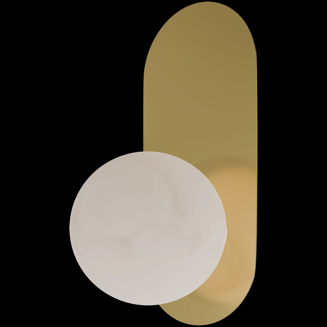 Calibo Crest Alabaster Glass 140mm Orb Wall Light Oval Plate 320mm | Brass
