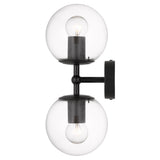 Eterna Telbix Handcrafted Twin Wall Lamp (E27) | Black & Glass
