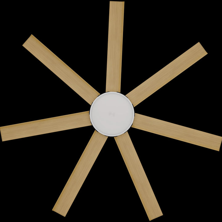 Calibo Alula 60" (1524mm) 7 Blade Indoor/Outdoor DC Ceiling Fan with 24W Light & Remote | White & Bamboo