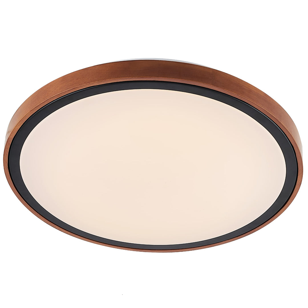 Telbix Orlin Tricolour LED Round Oyster Light with Wood Accent | Large