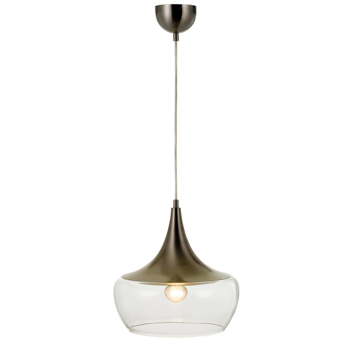 Telbix Landy Glass And Metal Pendant Light | Clear With Matt Nickel