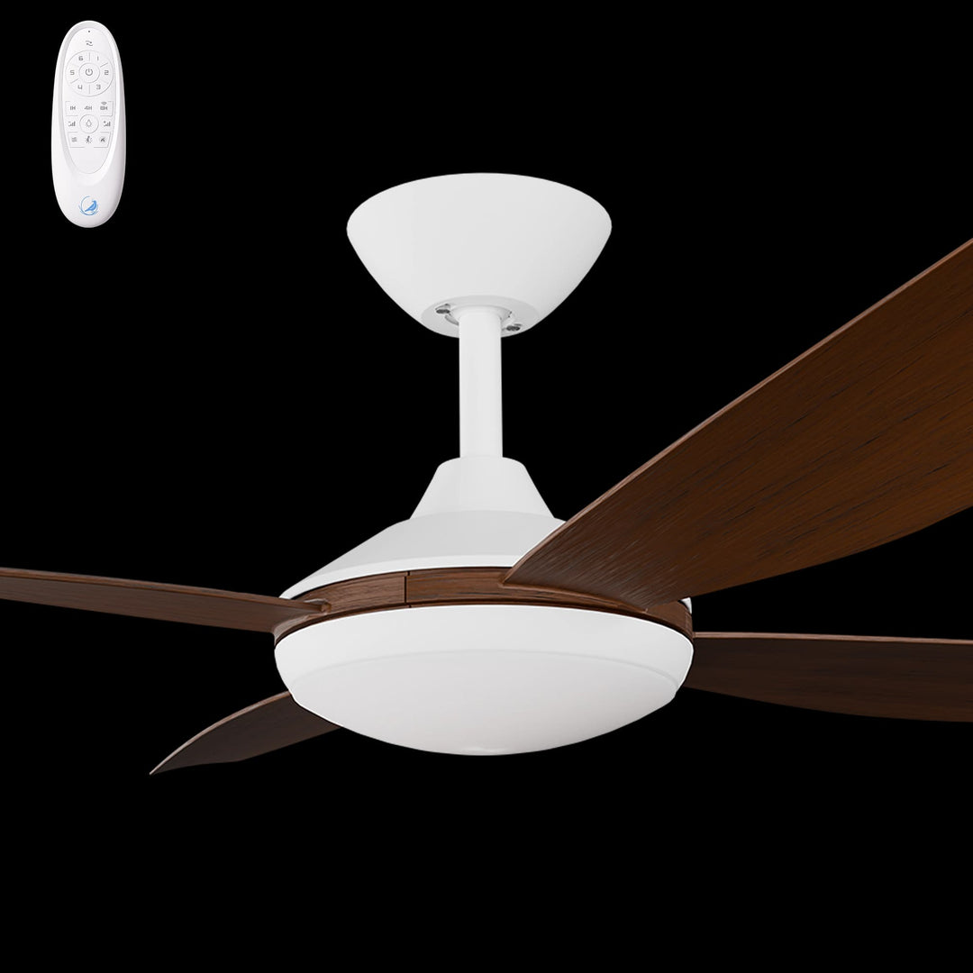 Calibo Vanga 52" DC Smart Ceiling Fan with LED Light and Remote Control | White and Koa