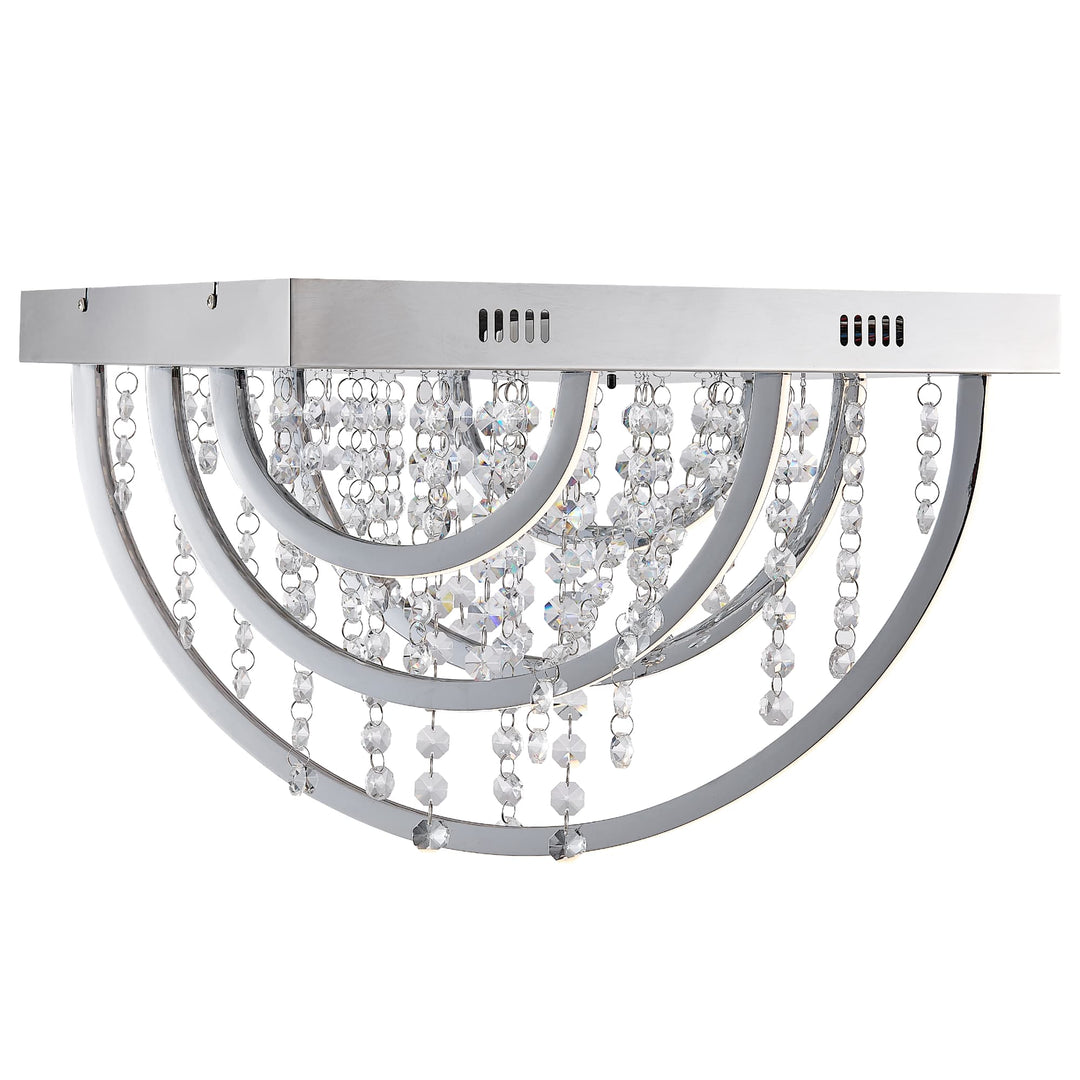 Telbix Luxia Square Flush Mount LED Ceiling Light with Cascading Crystals and RGB Colour Effects | Medium