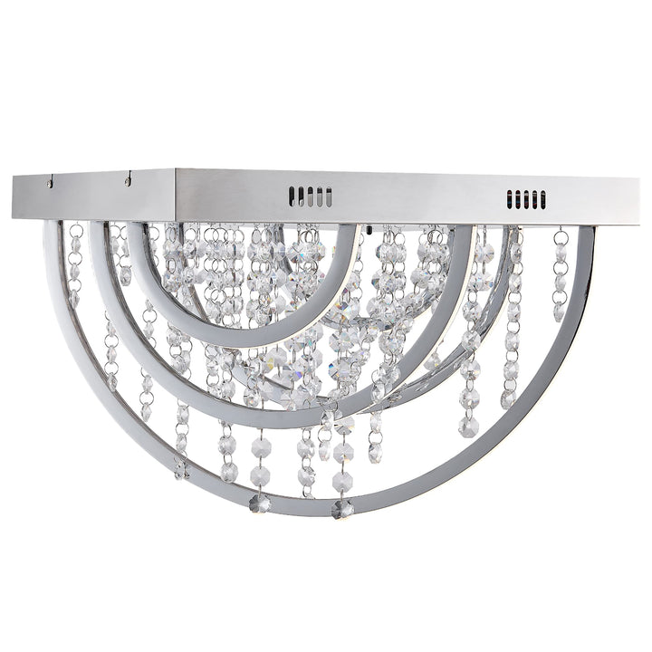 Telbix Luxia Square Flush Mount LED Ceiling Light with Cascading Crystals and RGB Colour Effects | Medium