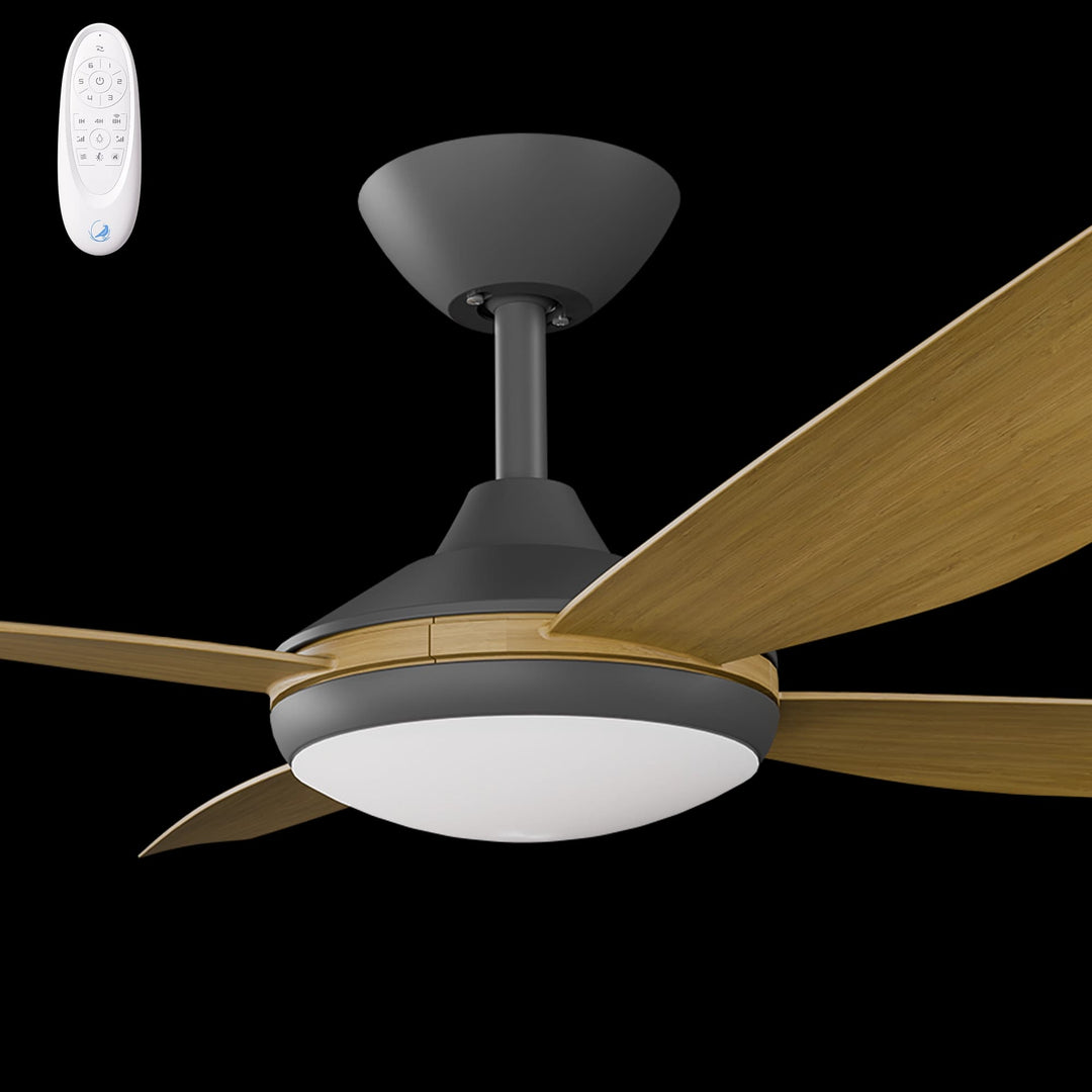 Calibo Vanga 48" DC Smart Ceiling Fan with LED Light and Remote Control | Black and Teak