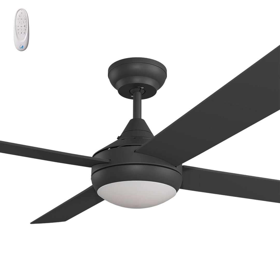 Calibo Kestrel 48" (1220mm) Indoor/Outdoor DC Ceiling Fan with 18W CCT LED Light & Remote | Black