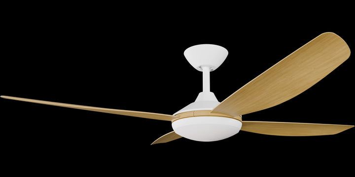 Calibo Vanga 52" DC Smart Ceiling Fan with LED Light and Remote Control | White and Bamboo