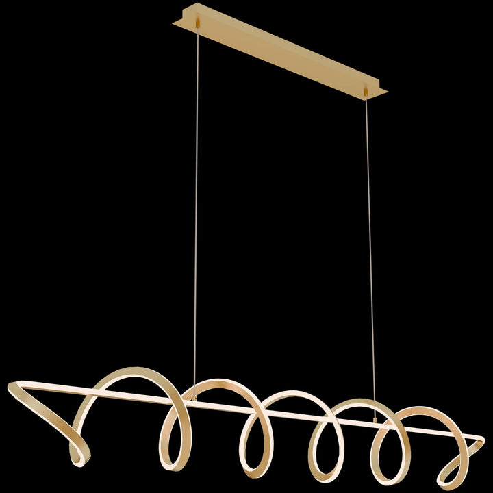 Calibo Bulbul Modern Spiral 2000mm LED Linear Pendant Light | Brass