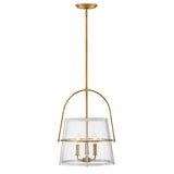 Hinkley Tournon 3 Light Glass Pendant (E12) | Heritage Brass & White