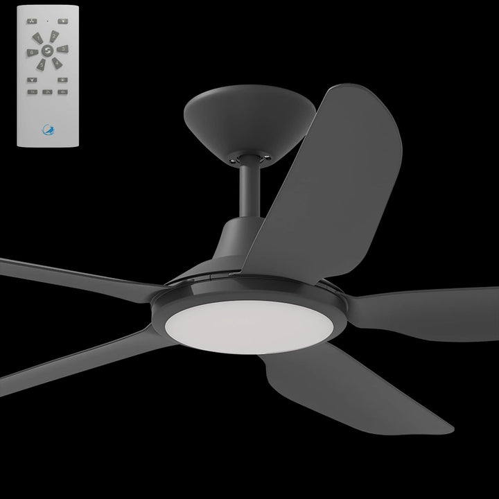 Calibo Storm 52" (1320mm) 5 Blade 18W Tricolour LED Light Indoor/Outdoor DC Ceiling Fan & Remote | Matte Black