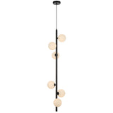 Telbix Black Elson 6 Light Pendant Light | Opal Matt