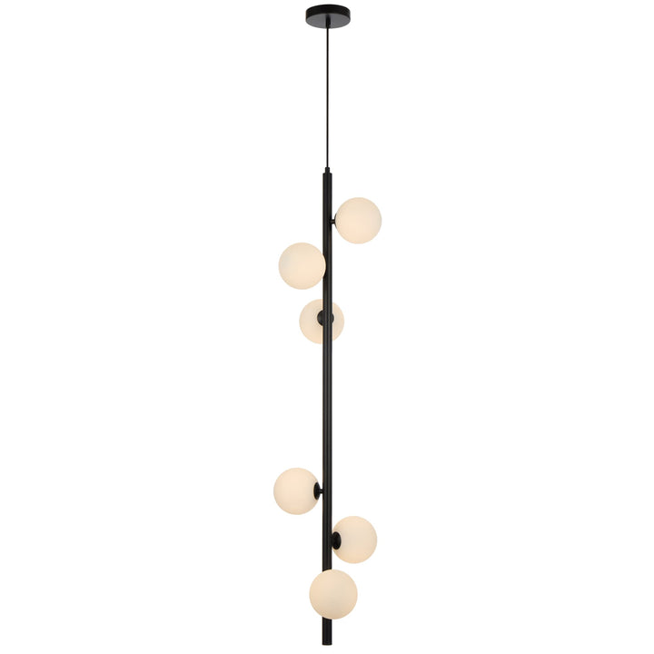 Telbix Black Elson 6 Light Pendant Light | Opal Matt