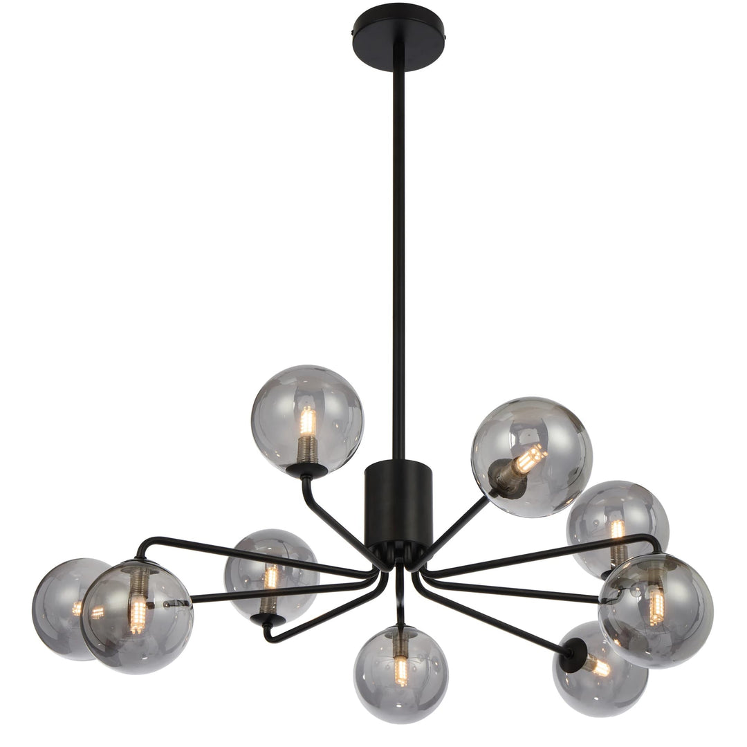 Telbix Black Felton 9 Light Pendant | Smoke