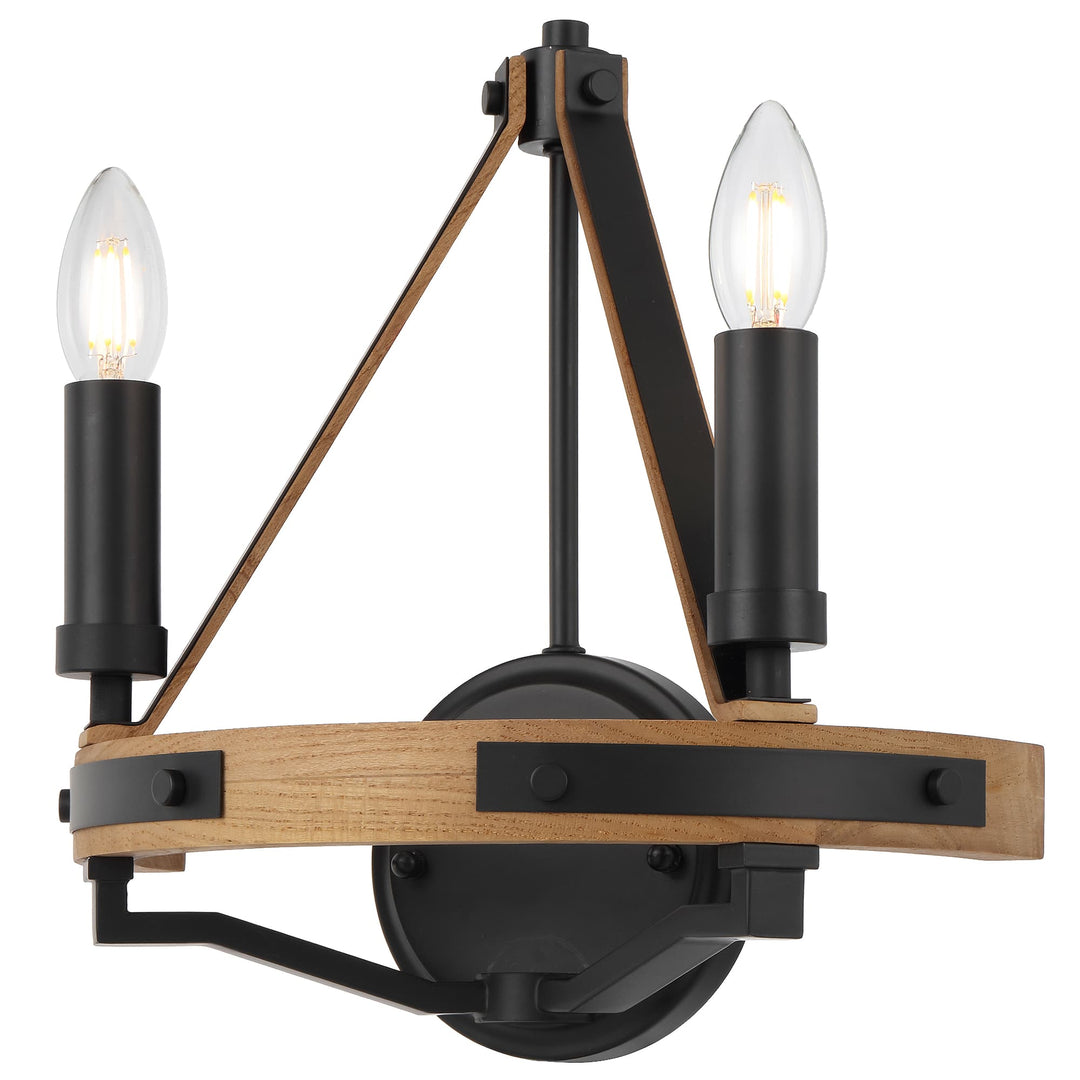 Telbix Darien 2 Light Wall Sconce | Ash Wood