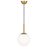 Antique Gold Telbix Bally Opal Matt Glass Ball Pendant Light | 200mm