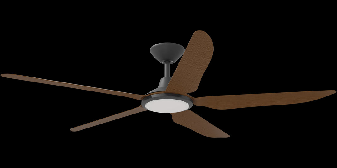 Calibo Storm 56" (1430mm) 5 Blade 18W Tricolour LED Light Indoor/Outdoor DC Ceiling Fan & Remote | Black & Koa