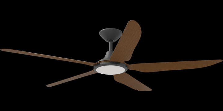 Calibo Storm 56" (1430mm) 5 Blade 18W Tricolour LED Light Indoor/Outdoor DC Ceiling Fan & Remote | Black & Koa