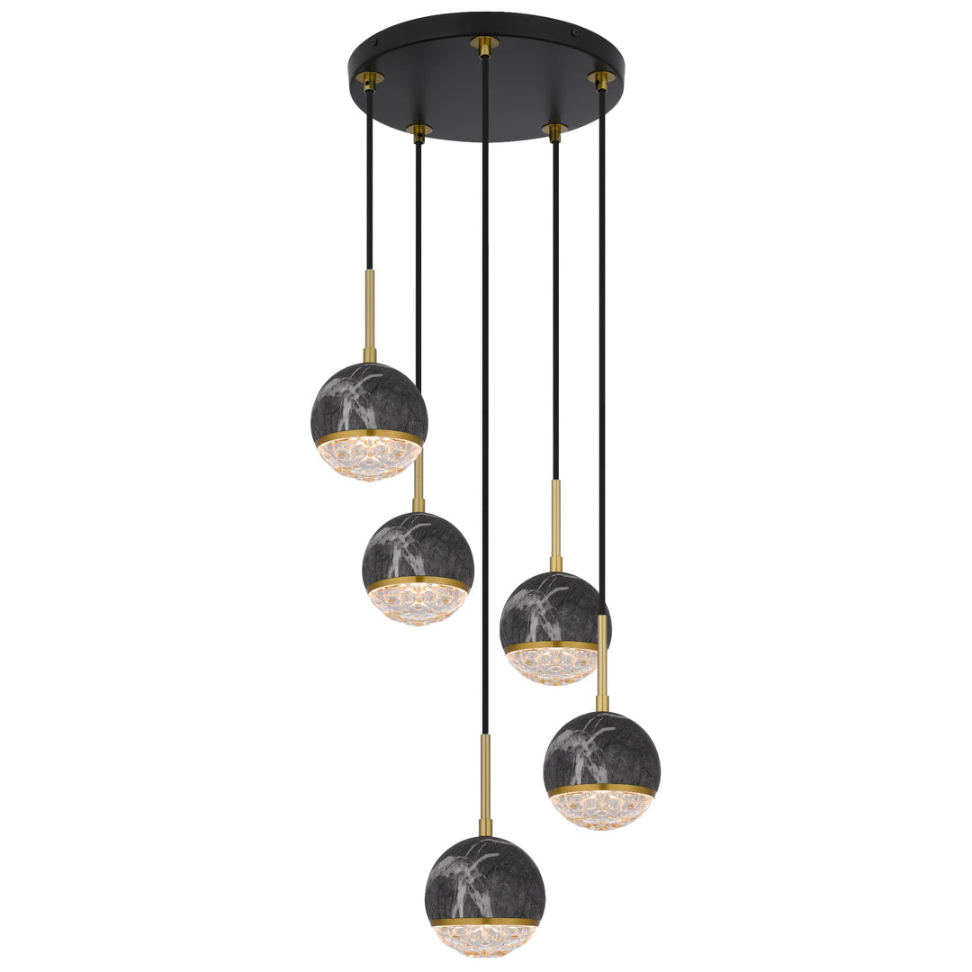 Telbix Oneta 5 Light Cluster Pendant | Black