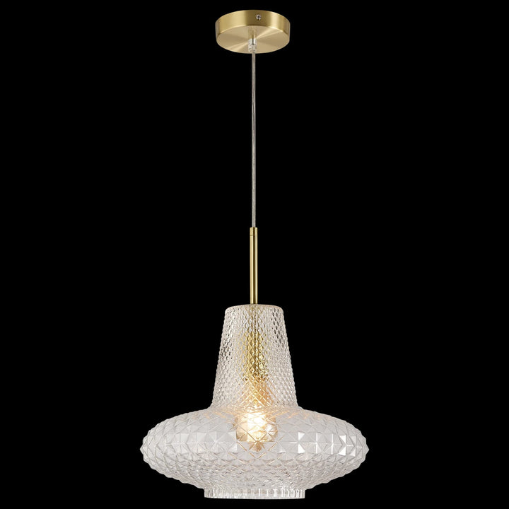 Calibo Sculpt Faceted Cut Glass 1 Light Pendant | Gold and Clear