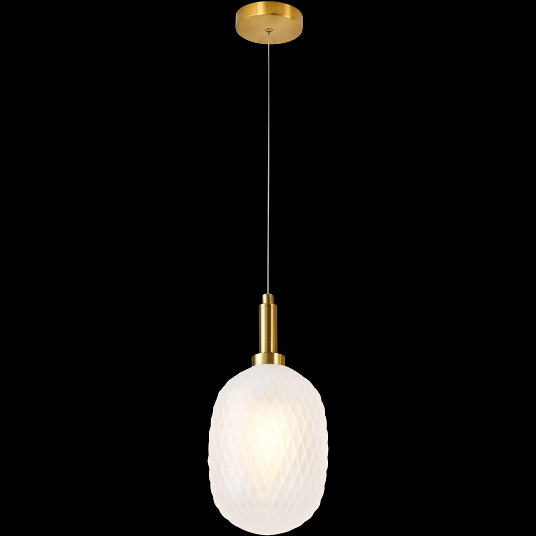 Calibo Lark Diamond Pattern 150mm Glass Pendant | Opal