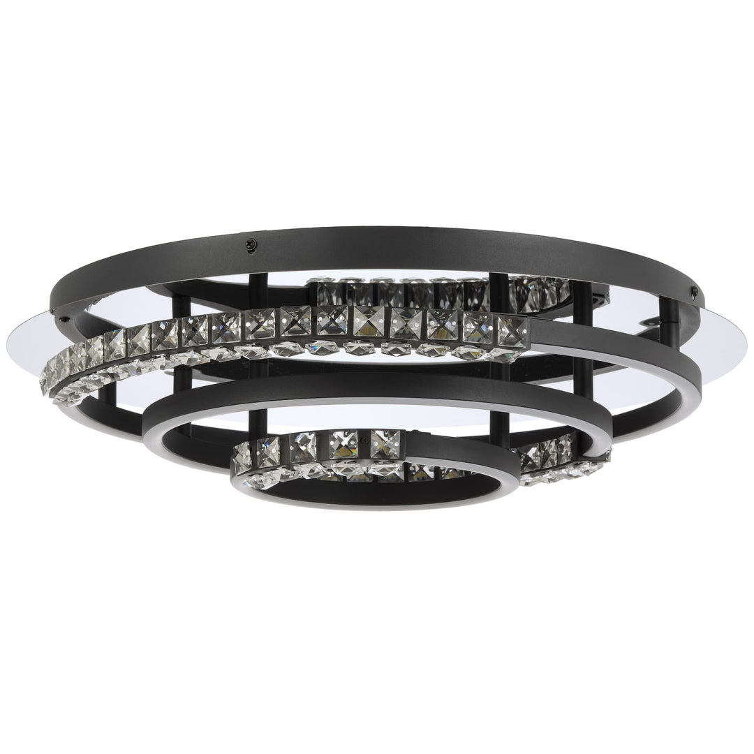 Telbix Brera Tricolour LED Round CTC Light with Crystals | Black