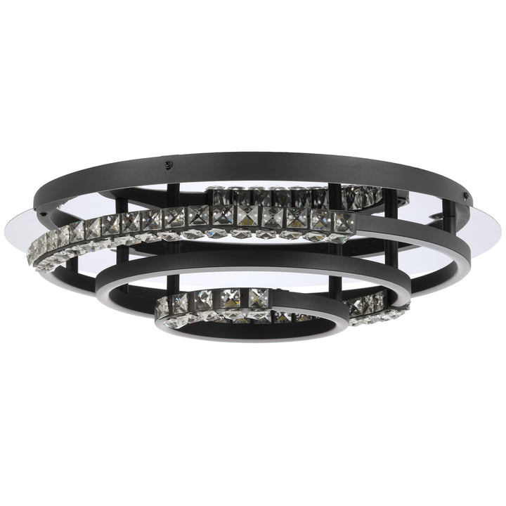 Telbix Brera Tricolour LED Round CTC Light with Crystals | Black