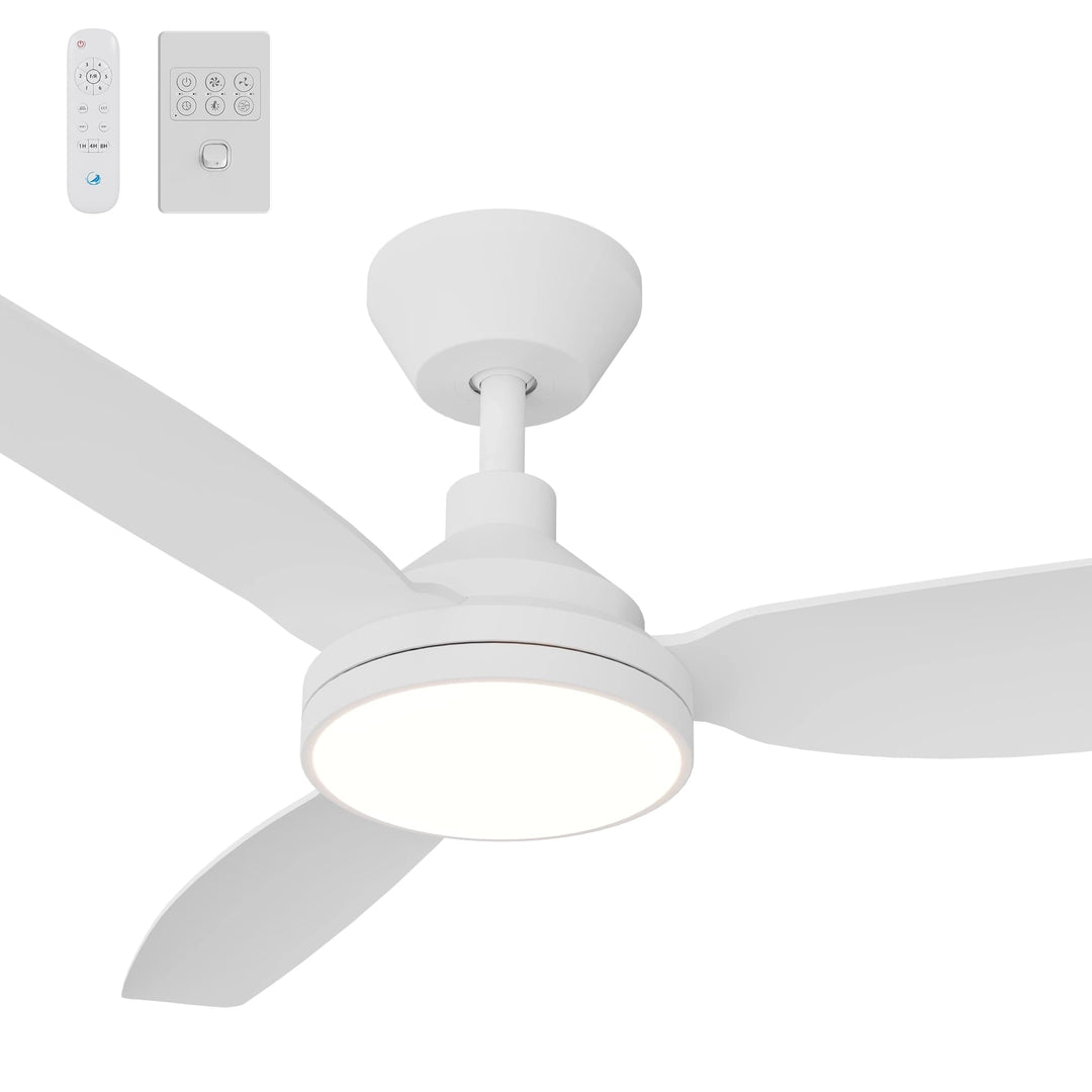 Calibo Sora 52" DC Ceiling Fan with LED Light, Wall Control and Remote | White