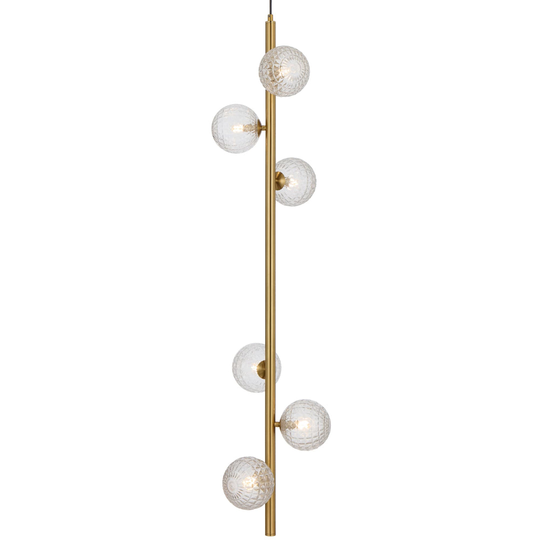 Telbix Antique Gold Elson 6 Light Pendant Light | Clear Prism