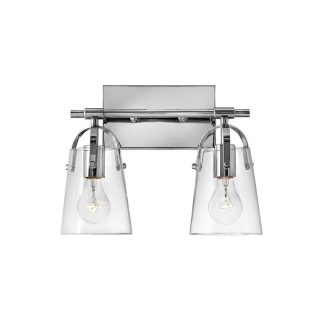 Hinkley Foster 2 Light Modern Glass Wall Light | Chrome