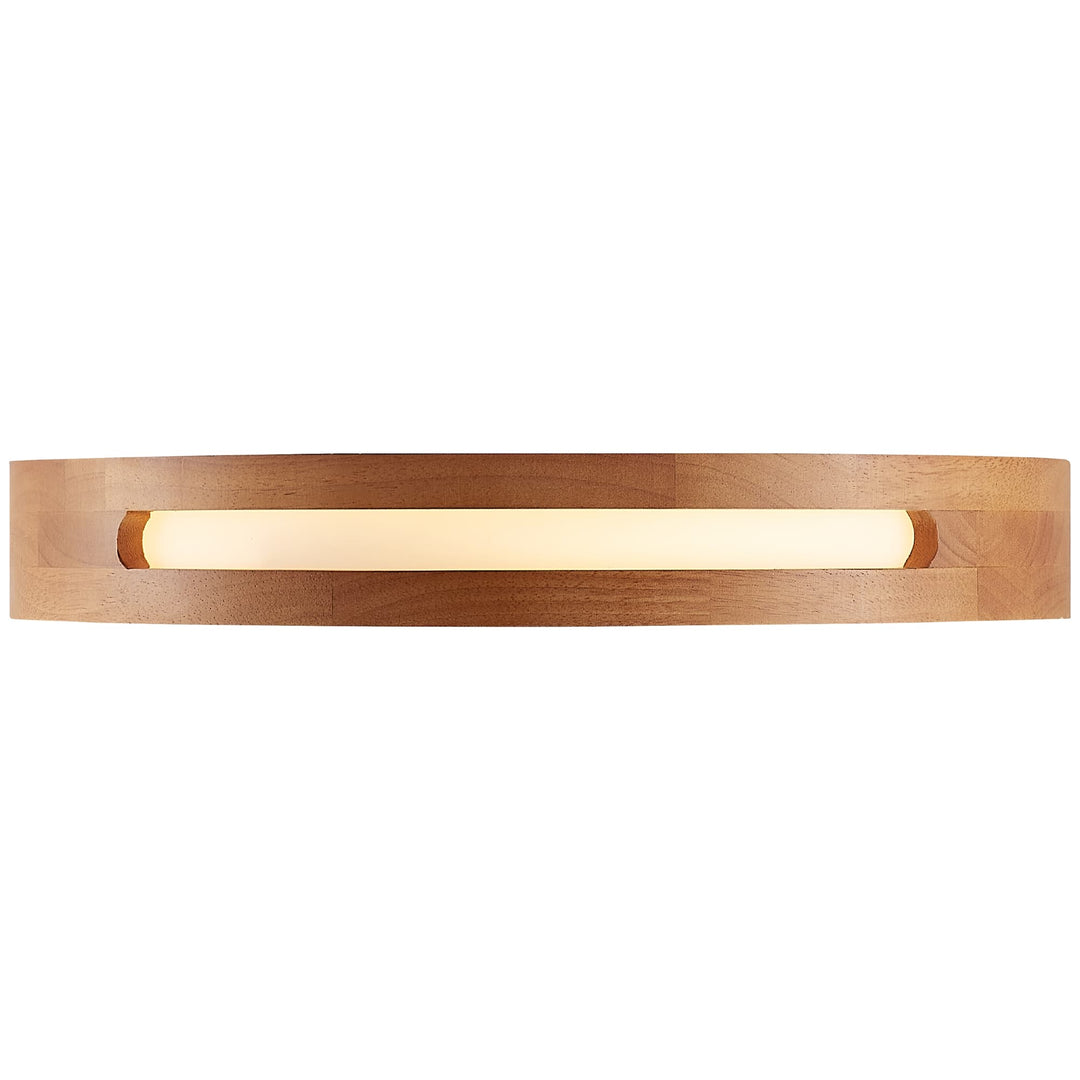 Telbix Thalia Tricolour LED Round Oyster Light with Wood Accent | Small