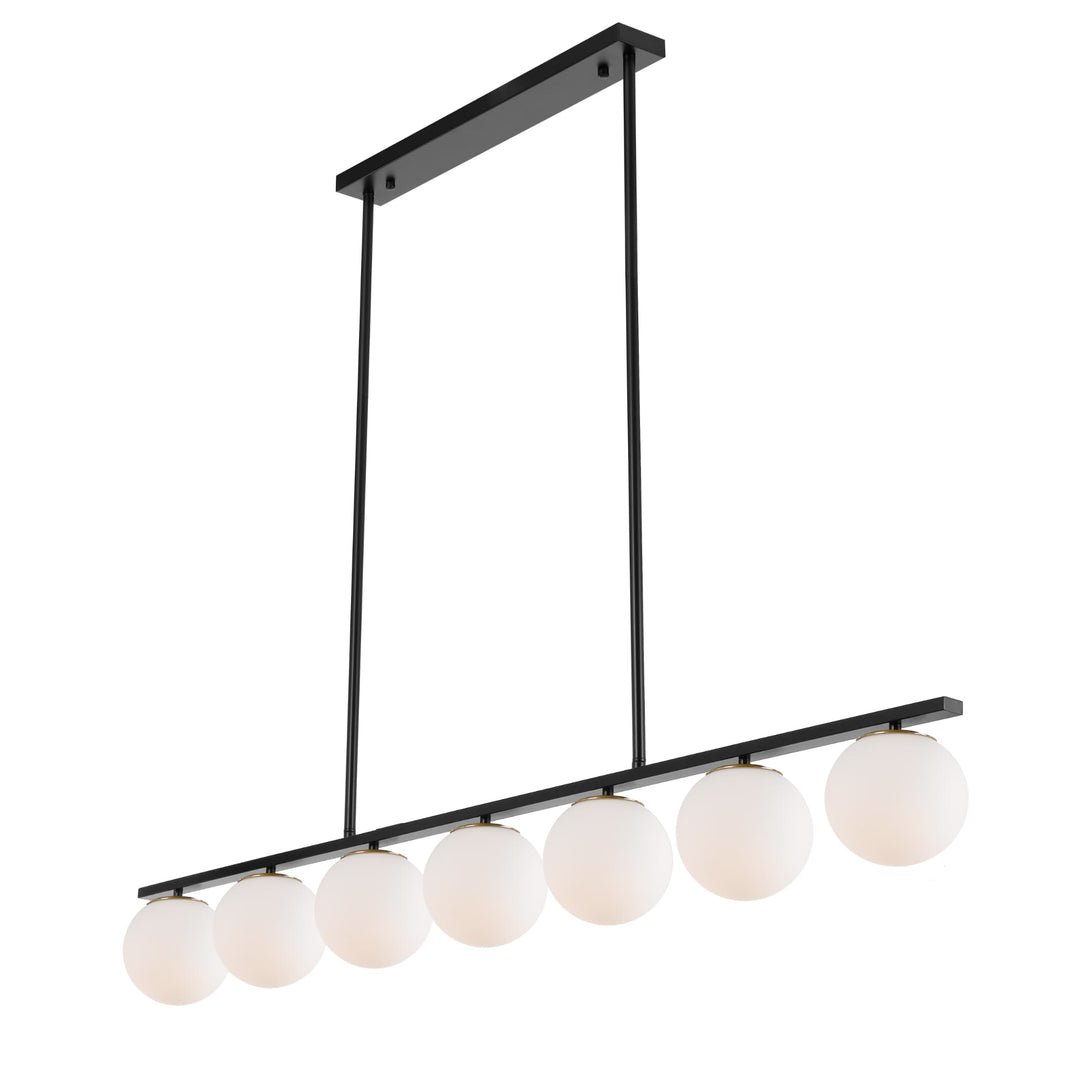 Telbix Marsten Black Glass Pendant (E27) | 7 Light Bar
