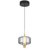 Telbix Volen 1 Light LED Pendant | Black and Smoke