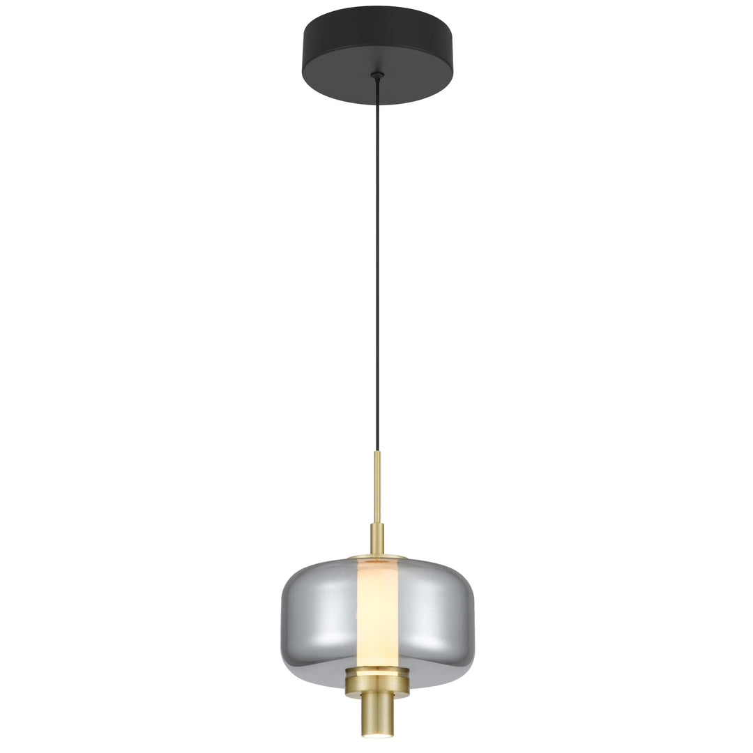 Telbix Volen 1 Light LED Pendant | Black and Smoke