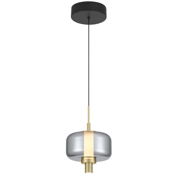Telbix Volen 1 Light LED Pendant | Black and Smoke