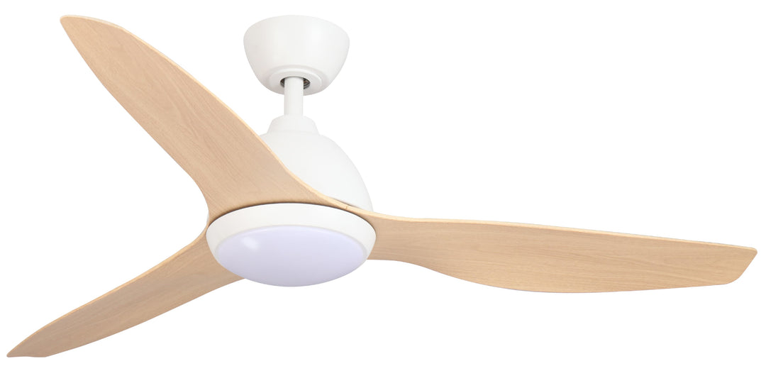 Fanco Breeze 48" AC Ceiling Fan with LED Light and Wall Control | White and Beechwood