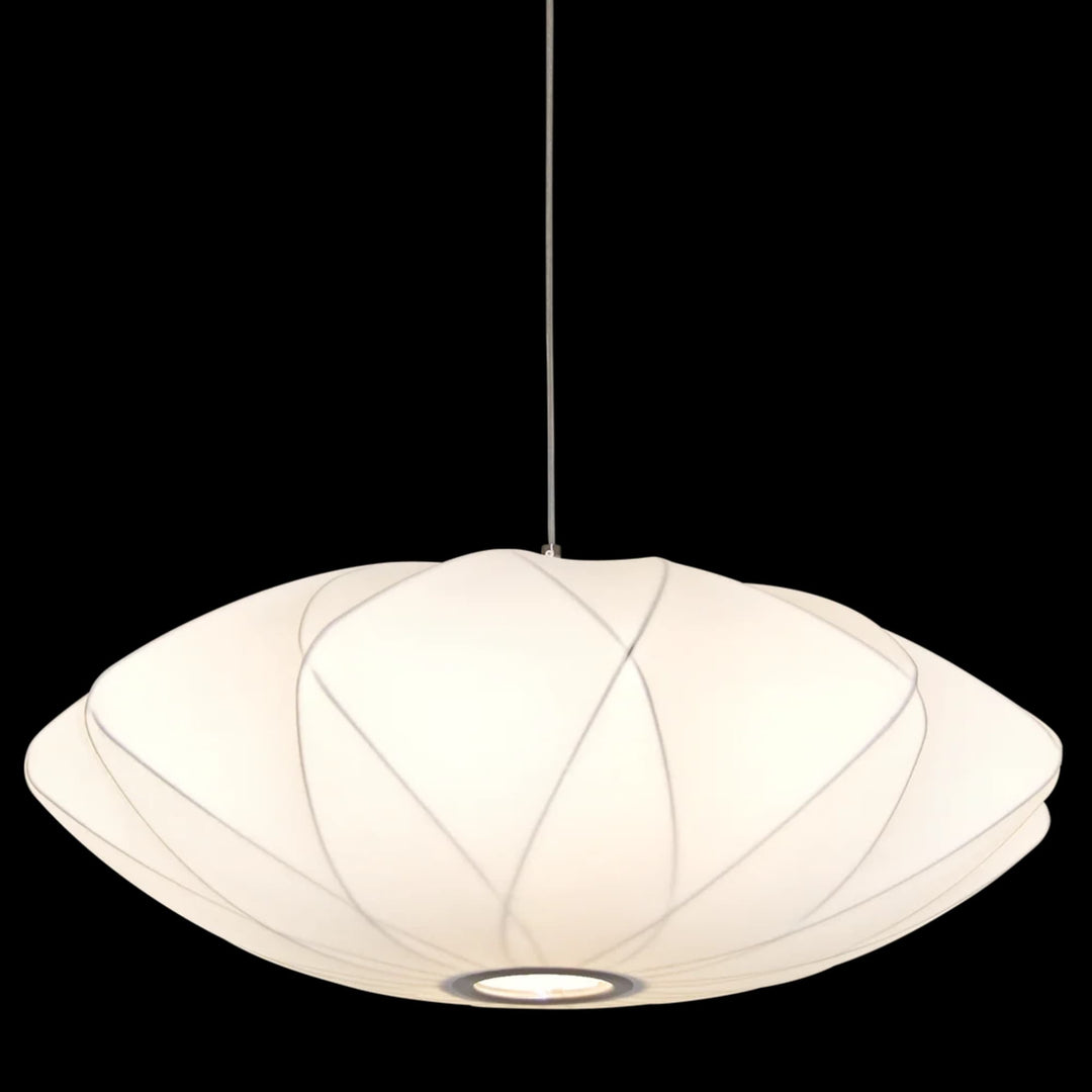 Telbix Aragon Nickel And White Cocoon Polyresin Pendant Light | Large