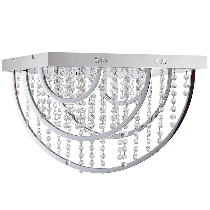 Telbix Luxia Square Flush Mount LED Ceiling Light with Cascading Crystals and RGB Colour Effects | Large