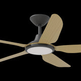 Calibo Storm 48" (1220mm) 5 Blade 18W Tricolour LED Light Indoor/Outdoor DC Ceiling Fan & Remote | Black & Bamboo