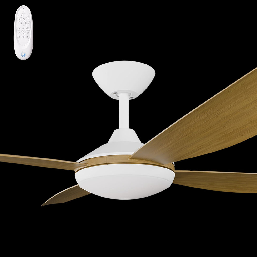 Calibo Vanga 56" DC Smart Ceiling Fan with LED Light and Remote Control | White and Teak