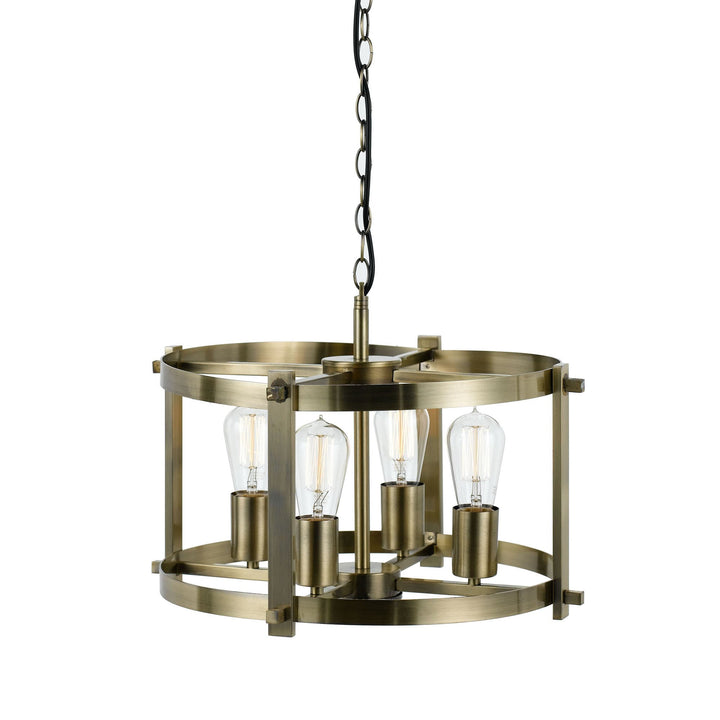 Telbix Finley Small Industrial Chain Pendant Light | Antique Brass