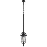 Telbix Pedral Classic Outdoor Lantern Pendant with Textured Glass and Multiple Suspension | Black