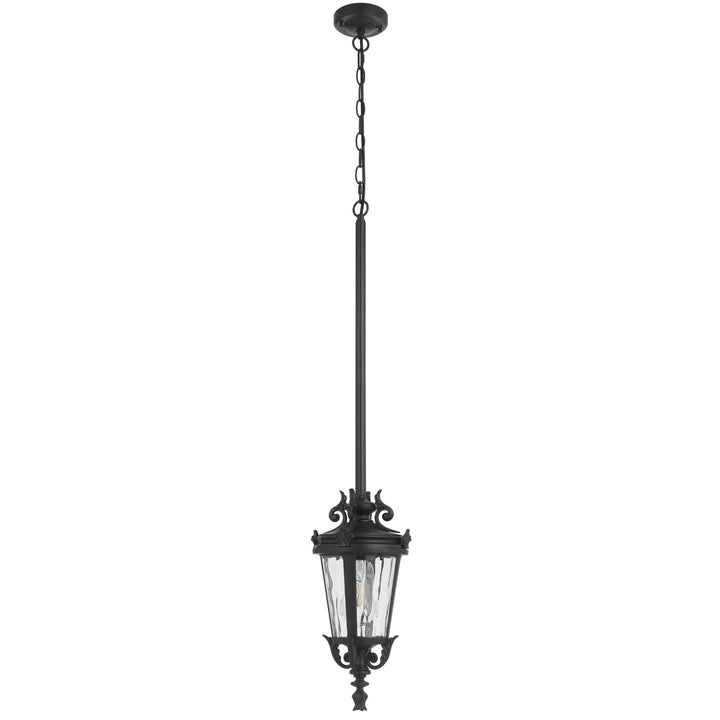 Telbix Pedral Classic Outdoor Lantern Pendant with Textured Glass and Multiple Suspension | Black