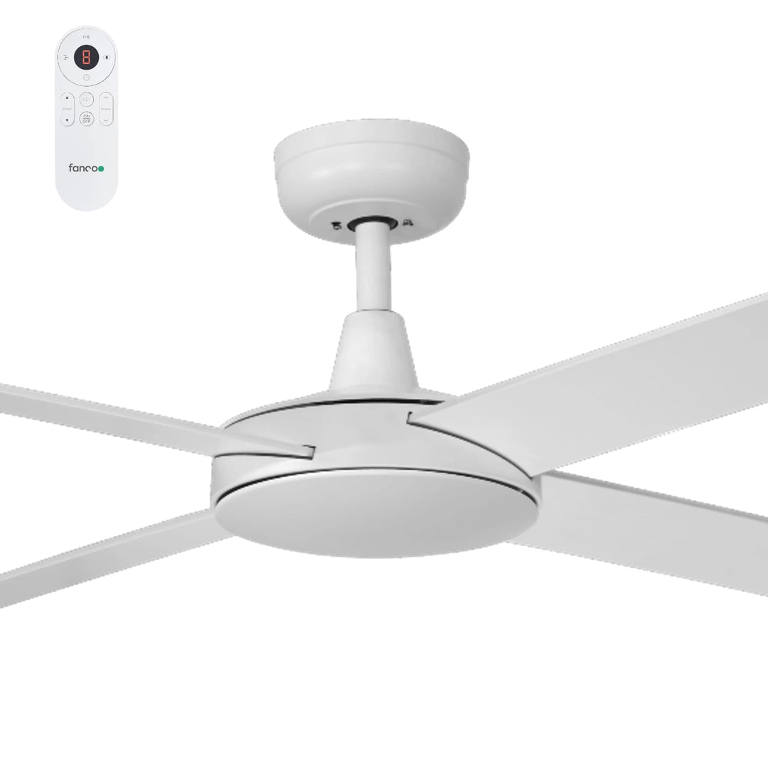 White Fanco Eco Silent DC Ceiling Fan No Light with Remote | 48"