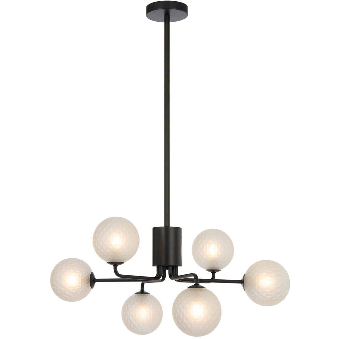 Telbix Black Felton 6 Light Pendant | Frost Tear