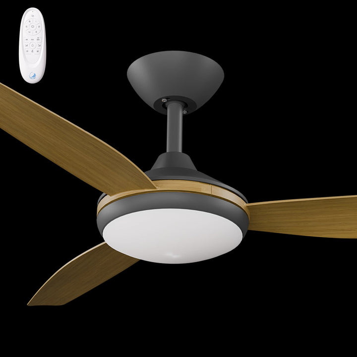 Calibo Condor 48" DC Smart Ceiling Fan with LED Light and Remote Control | Black and Teak