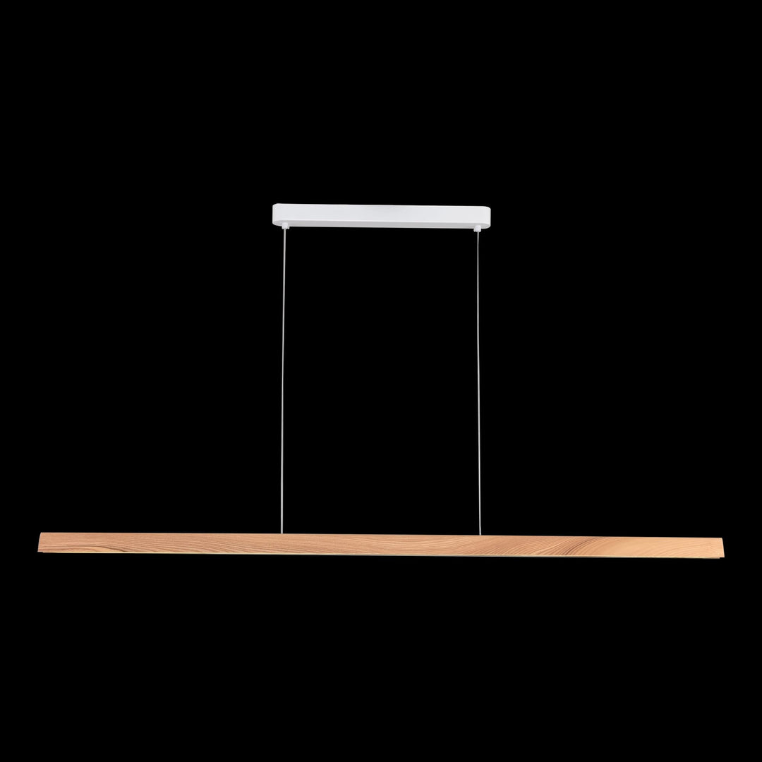 Calibo Avocent 2000mm Slim Timber Triangular Edge LED Linear Pendant | Ash with White