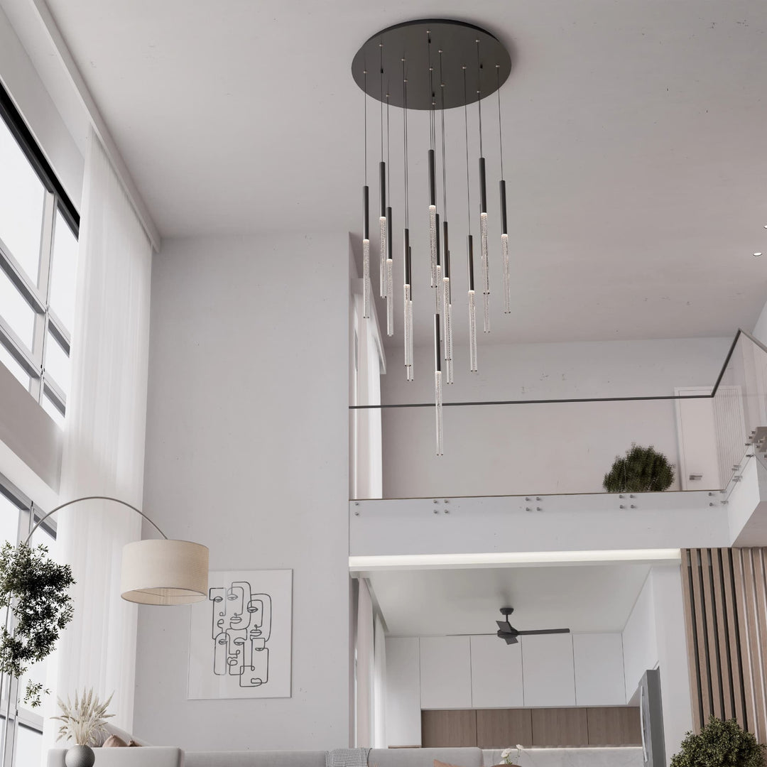 Calibo Rhea 14 Light Pencil Drop LED Pendant | Black
